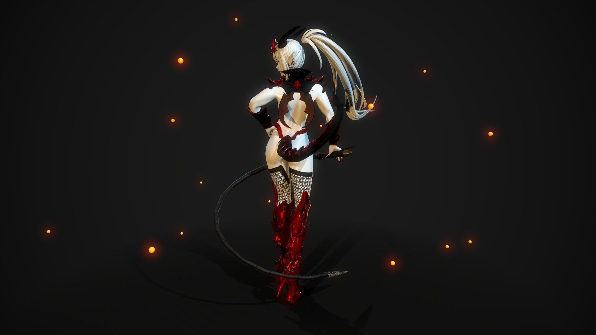Blood Demoness - Game Ready Character Low-poly 3D model_11