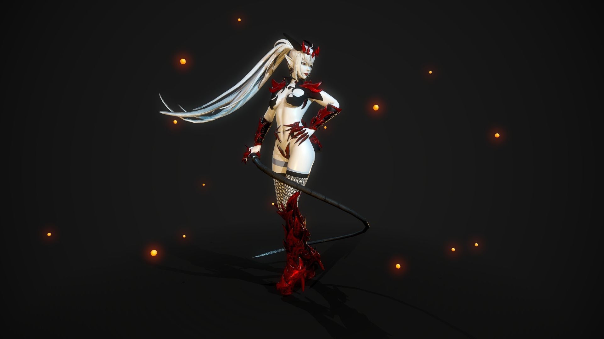 Blood Demoness - Game Ready Character Low-poly 3D model_14