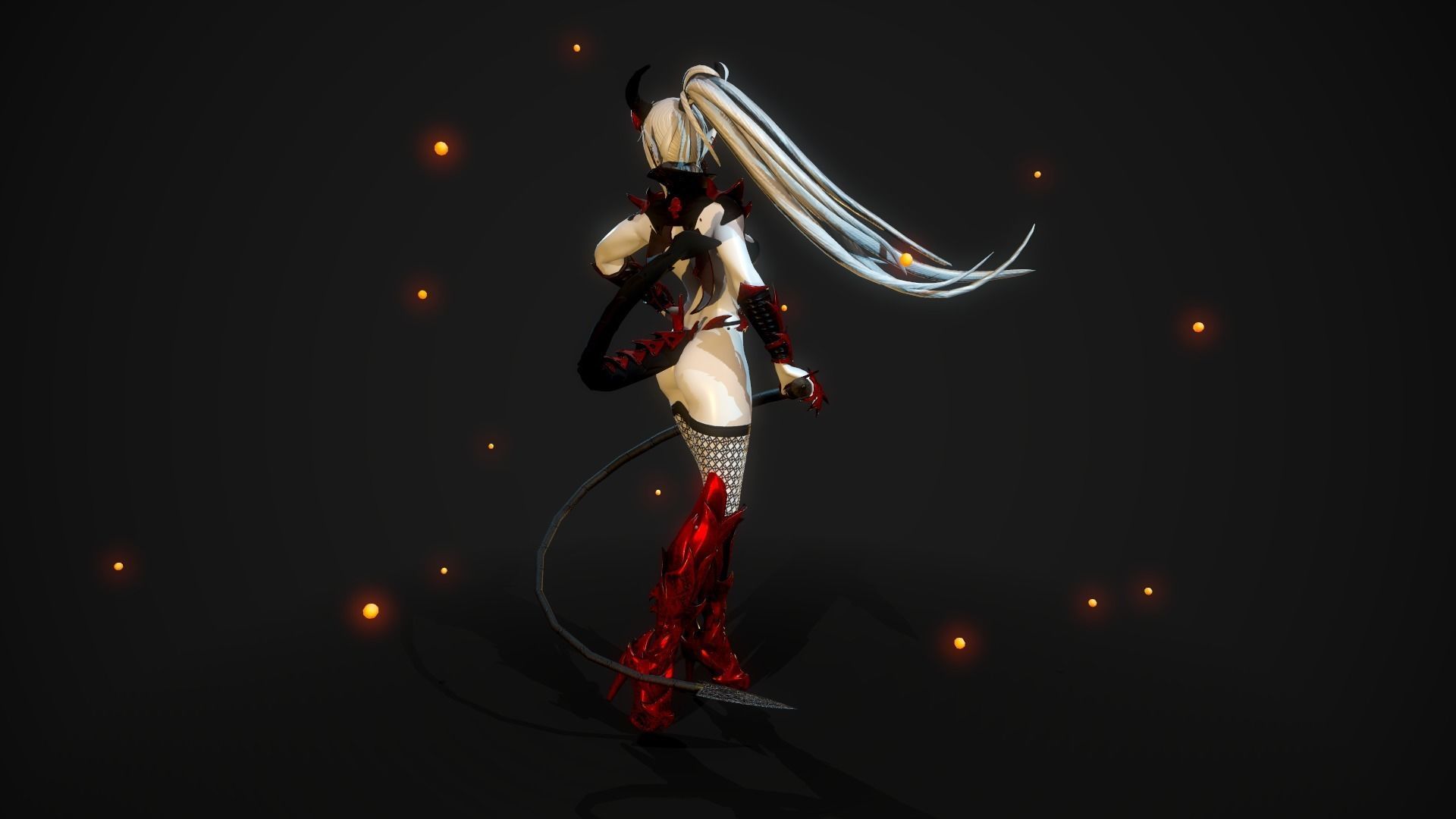 Blood Demoness - Game Ready Character Low-poly 3D model_12