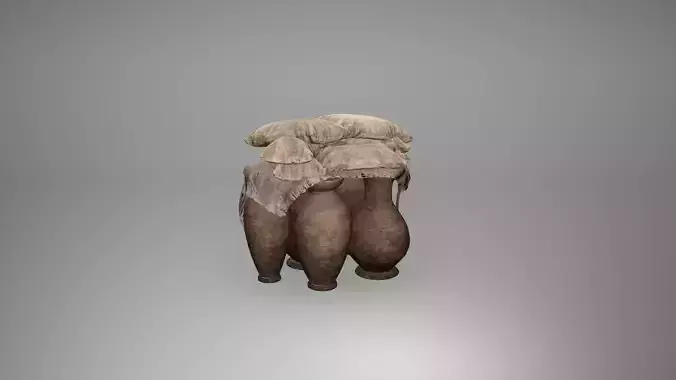 Viking Pots Low Poly Game Ready