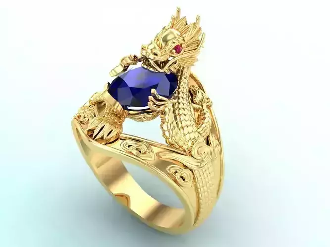 Dragon Ring - Mens Oval Stone Ring - Mens Ring - N637