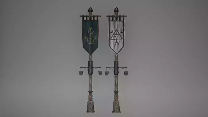 Viking Banners Low Poly Game Ready