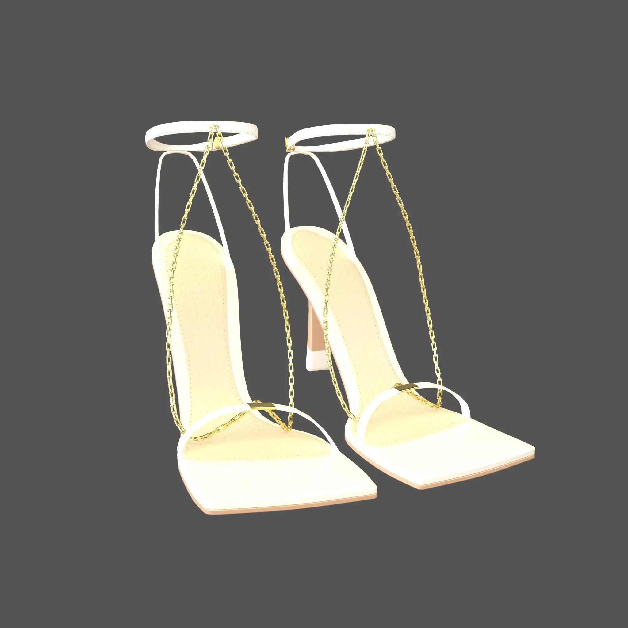 Square Toe Leather Sandals v2 001 Low-poly 3D model_0