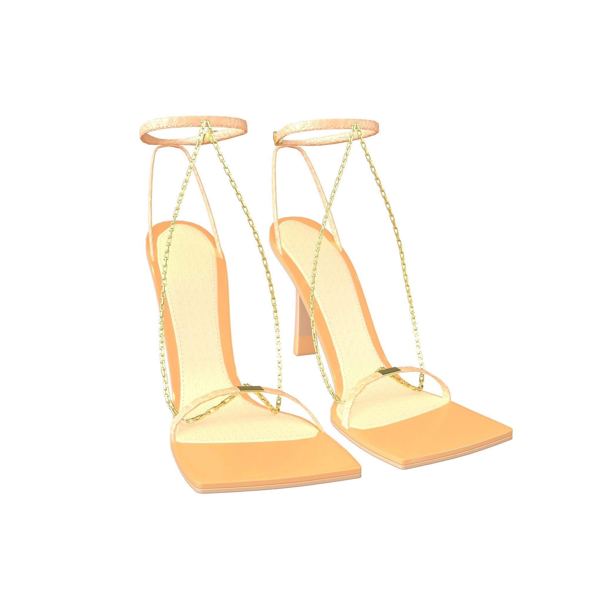 Square Toe Leather Sandals v2 002 Low-poly 3D model_5
