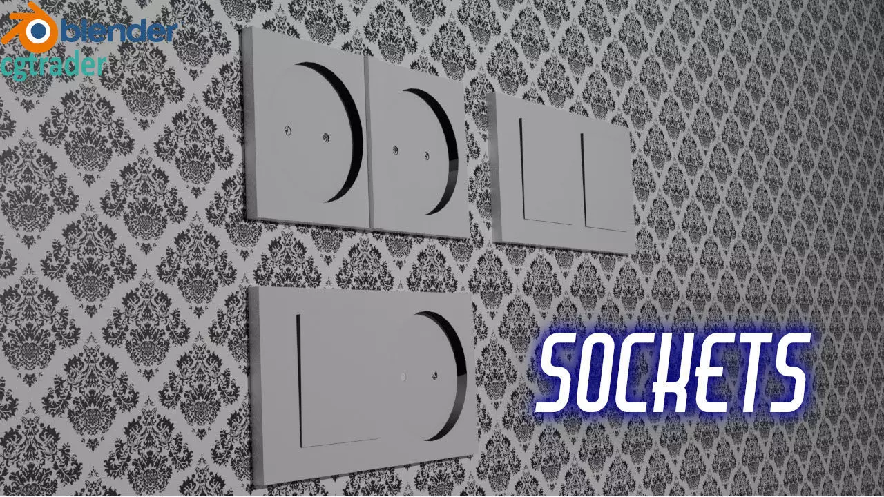 Sockets and switch Low-poly 3D model_0