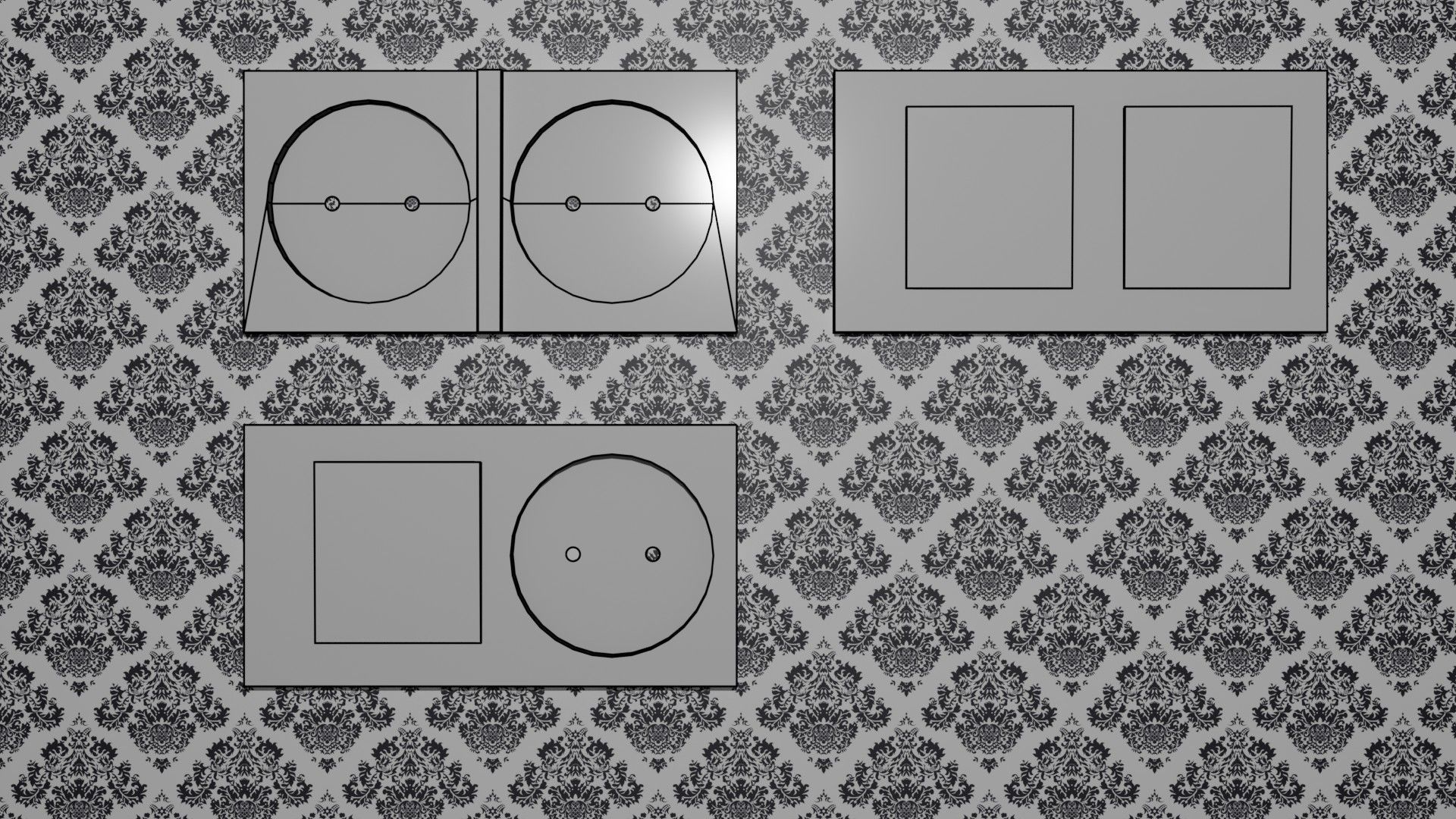 Sockets and switch Low-poly 3D model_4