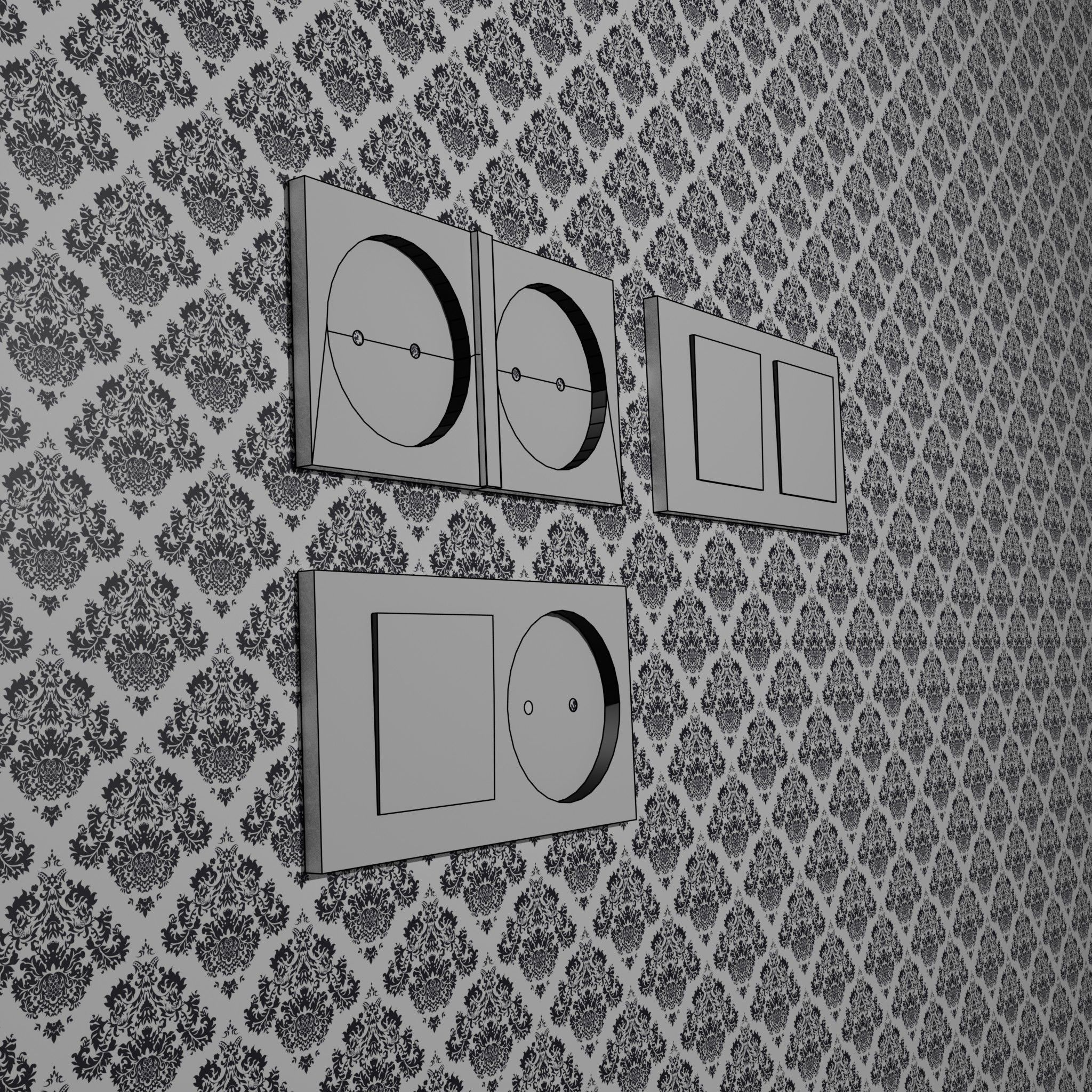 Sockets and switch Low-poly 3D model_8