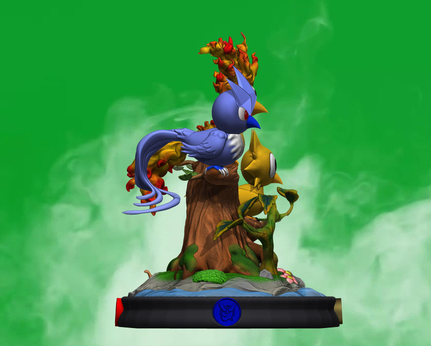 Diorama 3 legendary birds Pokemon 3D print model_10