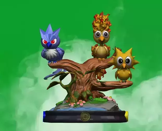 Diorama 3 legendary birds Pokemon