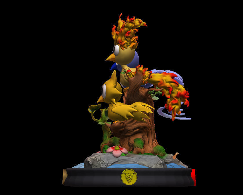 Diorama 3 legendary birds Pokemon 3D print model_11