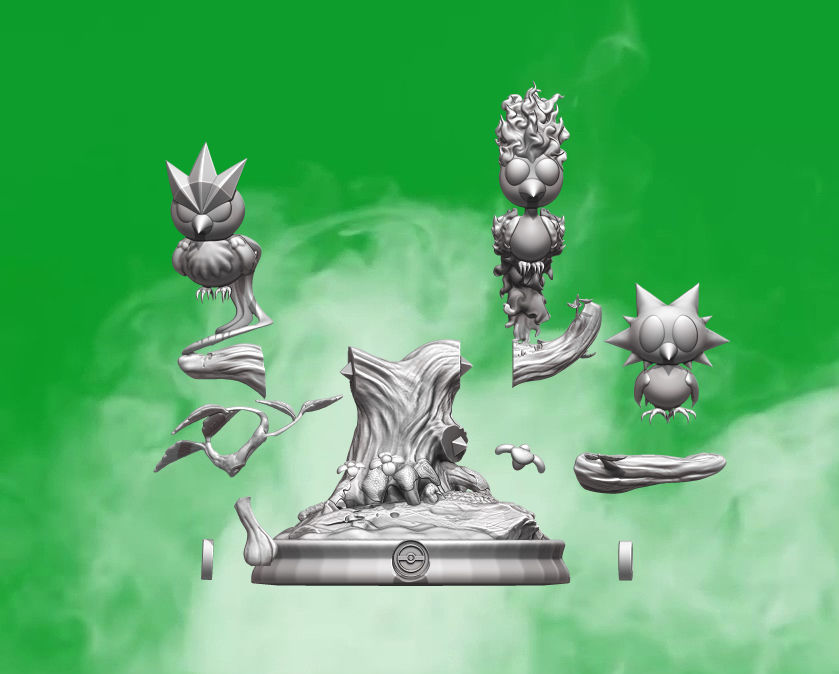 Diorama 3 legendary birds Pokemon 3D print model_5