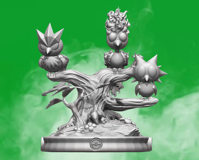Diorama 3 legendary birds Pokemon 3D print model_7