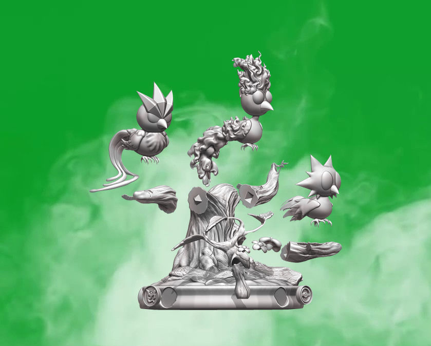 Diorama 3 legendary birds Pokemon 3D print model_2