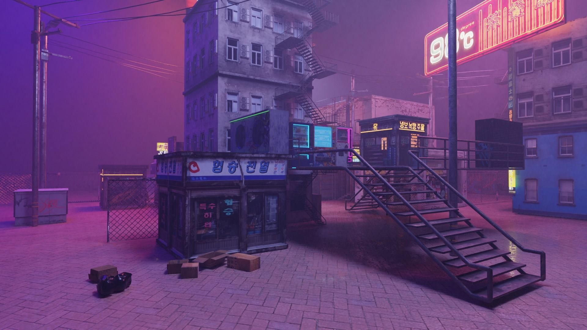 Cyberpunk Bazaar Scene Low-poly 3D model_3