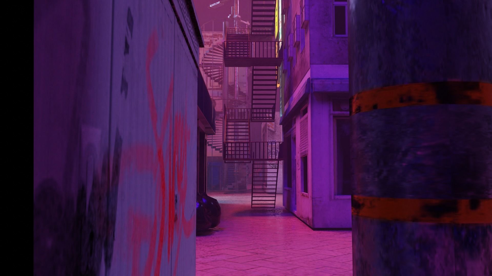 Cyberpunk Bazaar Scene Low-poly 3D model_8