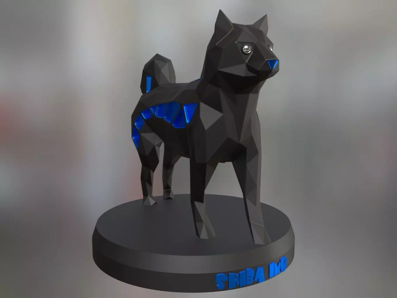 Voronoi Shiba Inu Pose 3D print model