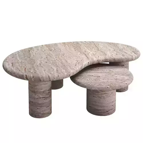 Travertine Puddle tables by Anna Karlin
