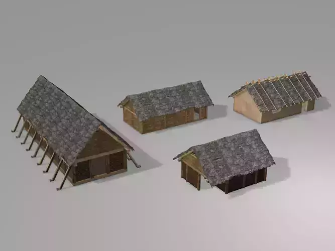 Slavic wooden houses with interior