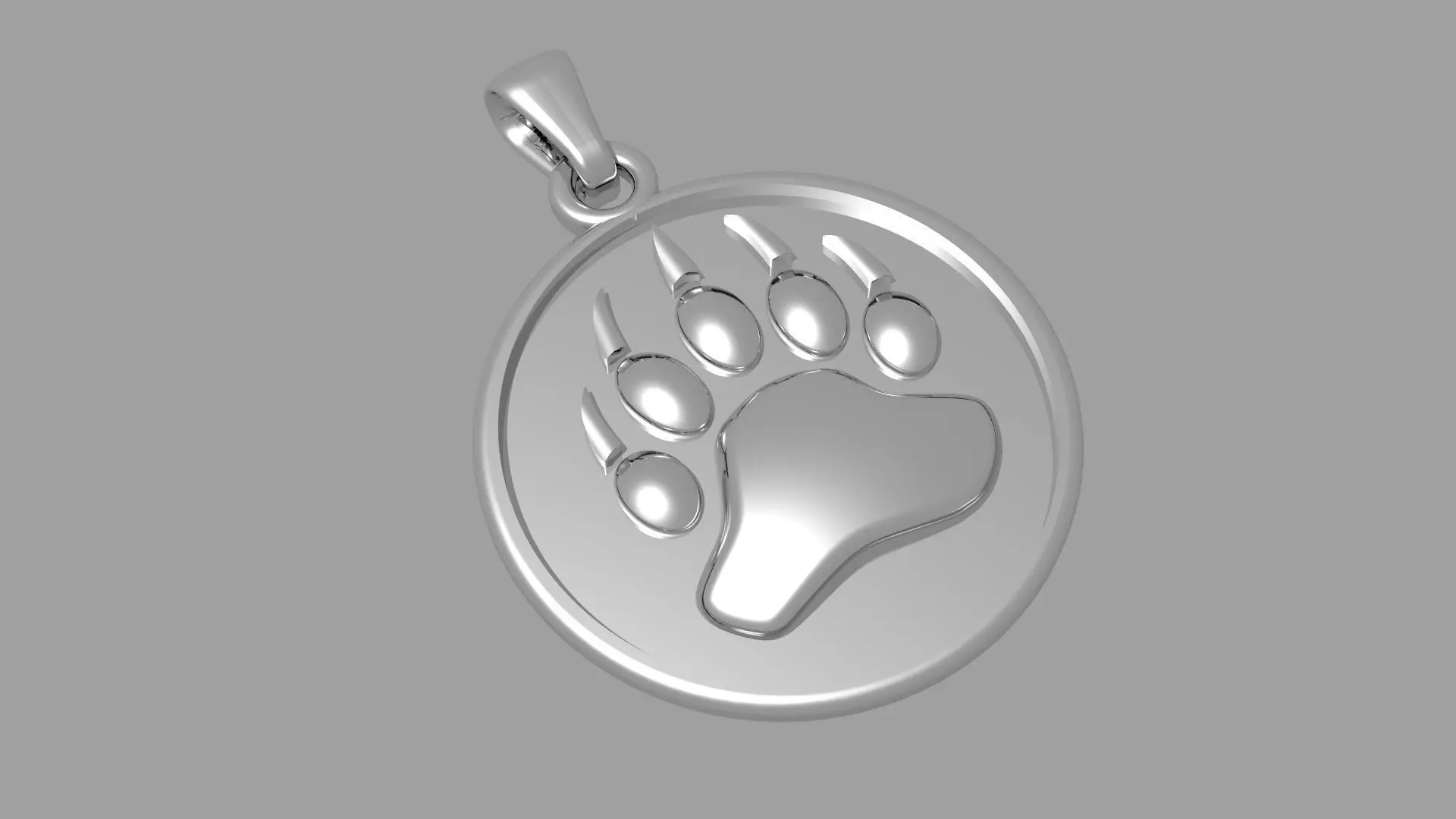 Bear Paw Pendant 3D print model_0