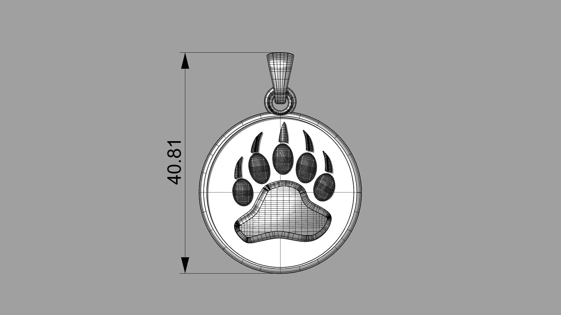 Bear Paw Pendant 3D print model_4