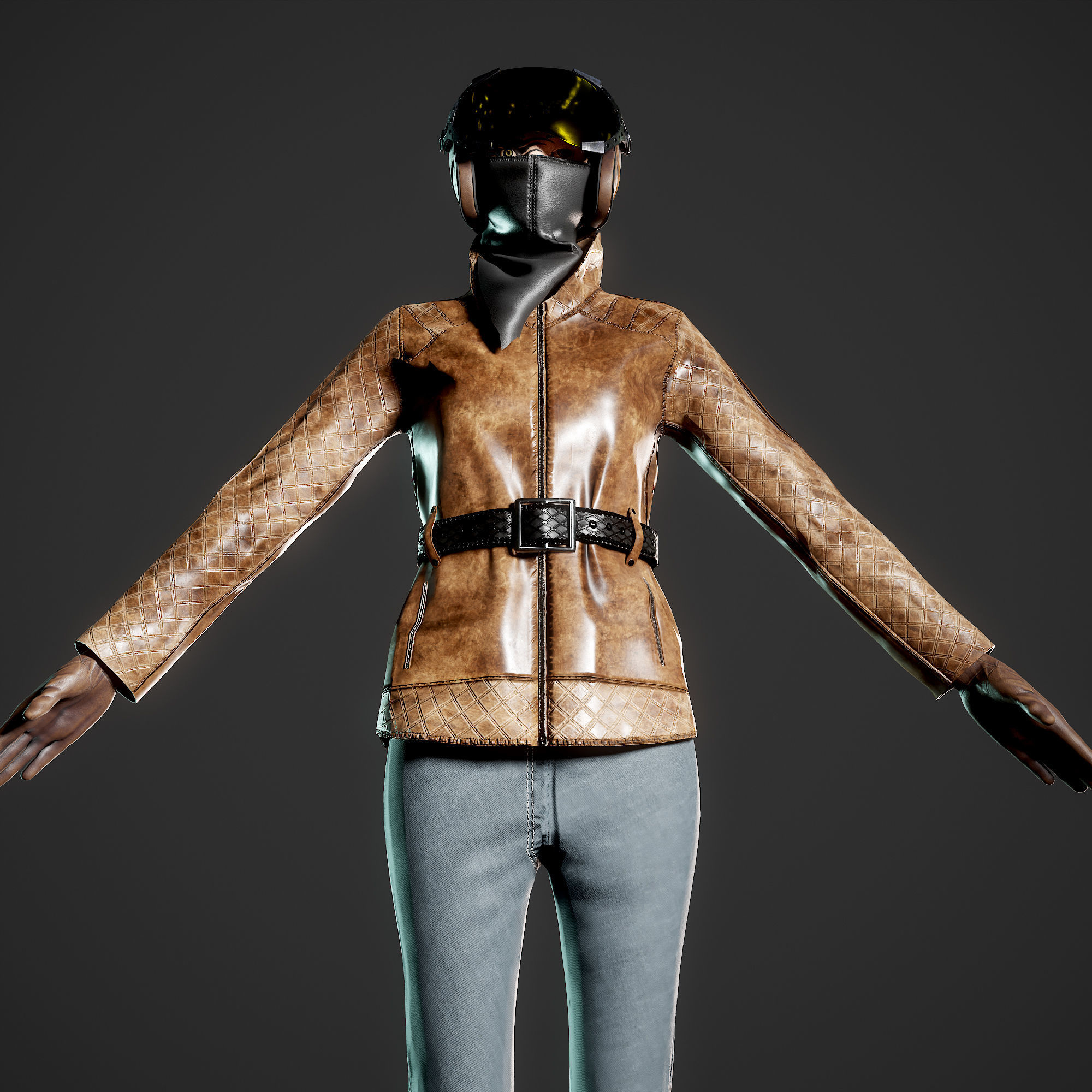 Woman biker Low-poly 3D model_14