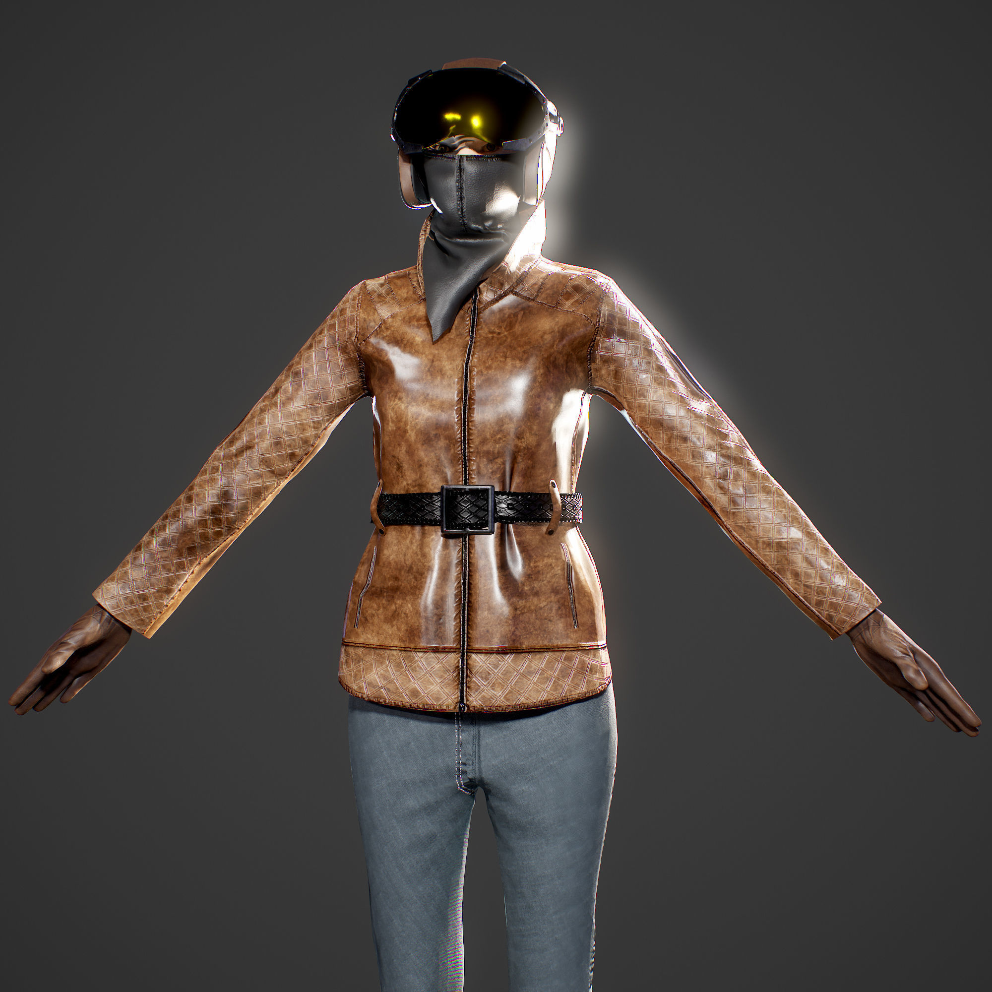 Woman biker Low-poly 3D model_26