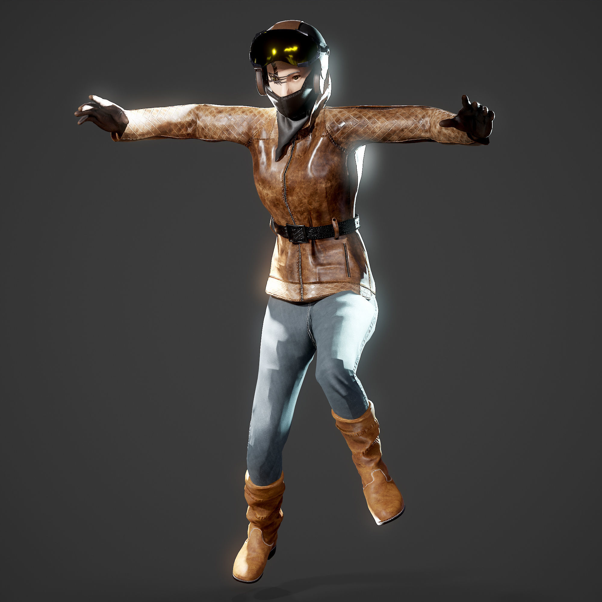 Woman biker Low-poly 3D model_31
