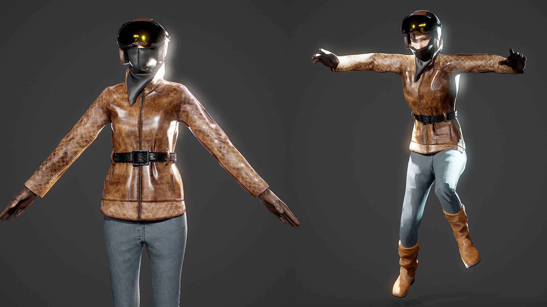 Woman biker Low-poly 3D model_23