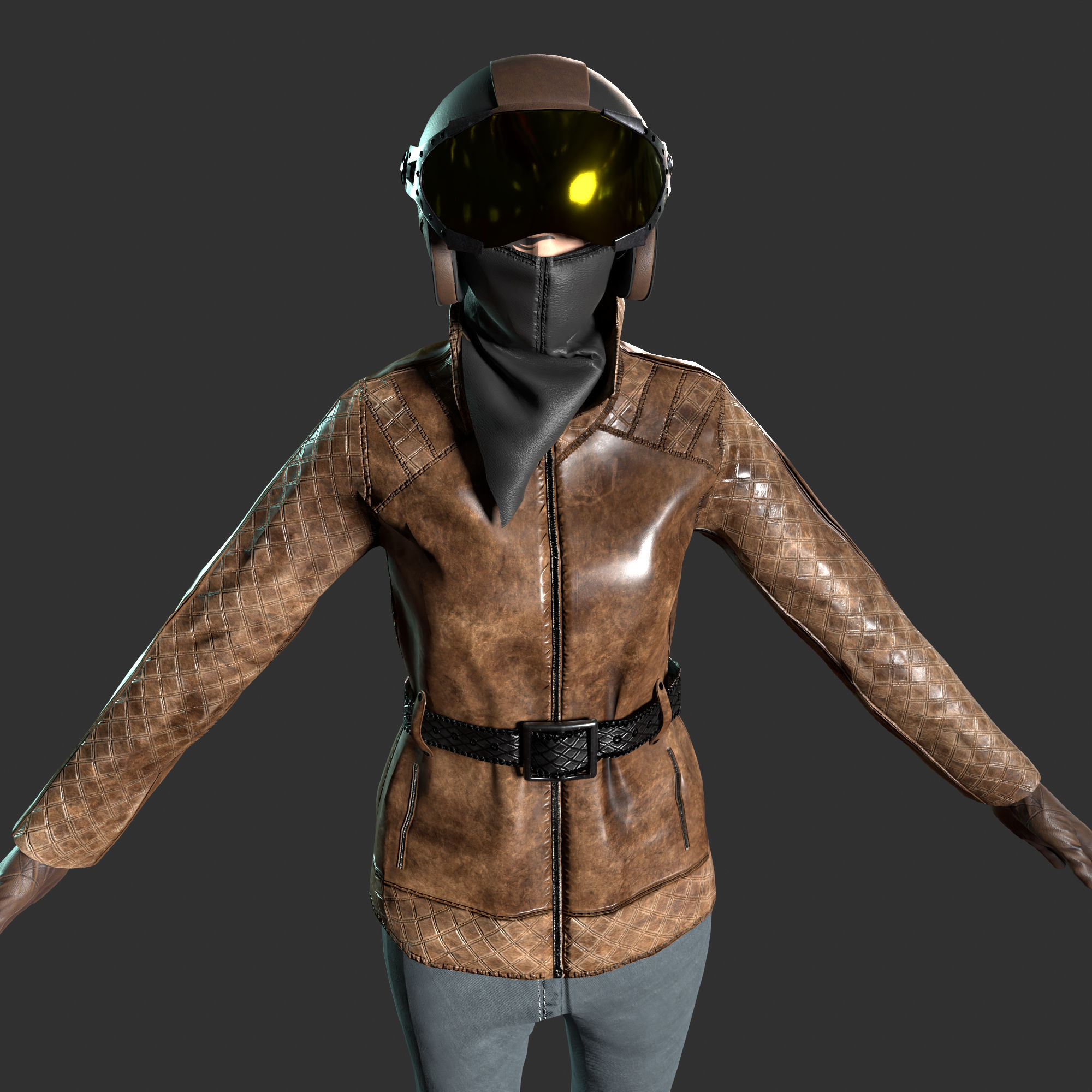 Woman biker Low-poly 3D model_21