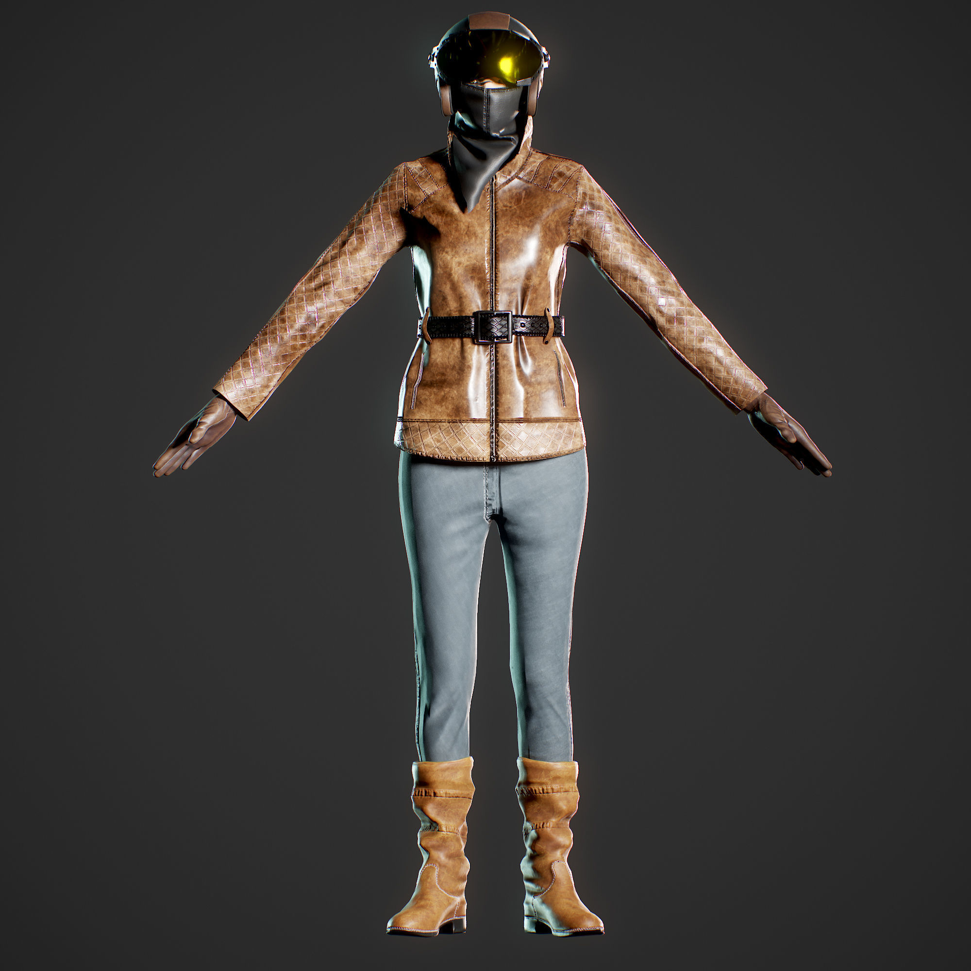 Woman biker Low-poly 3D model_30
