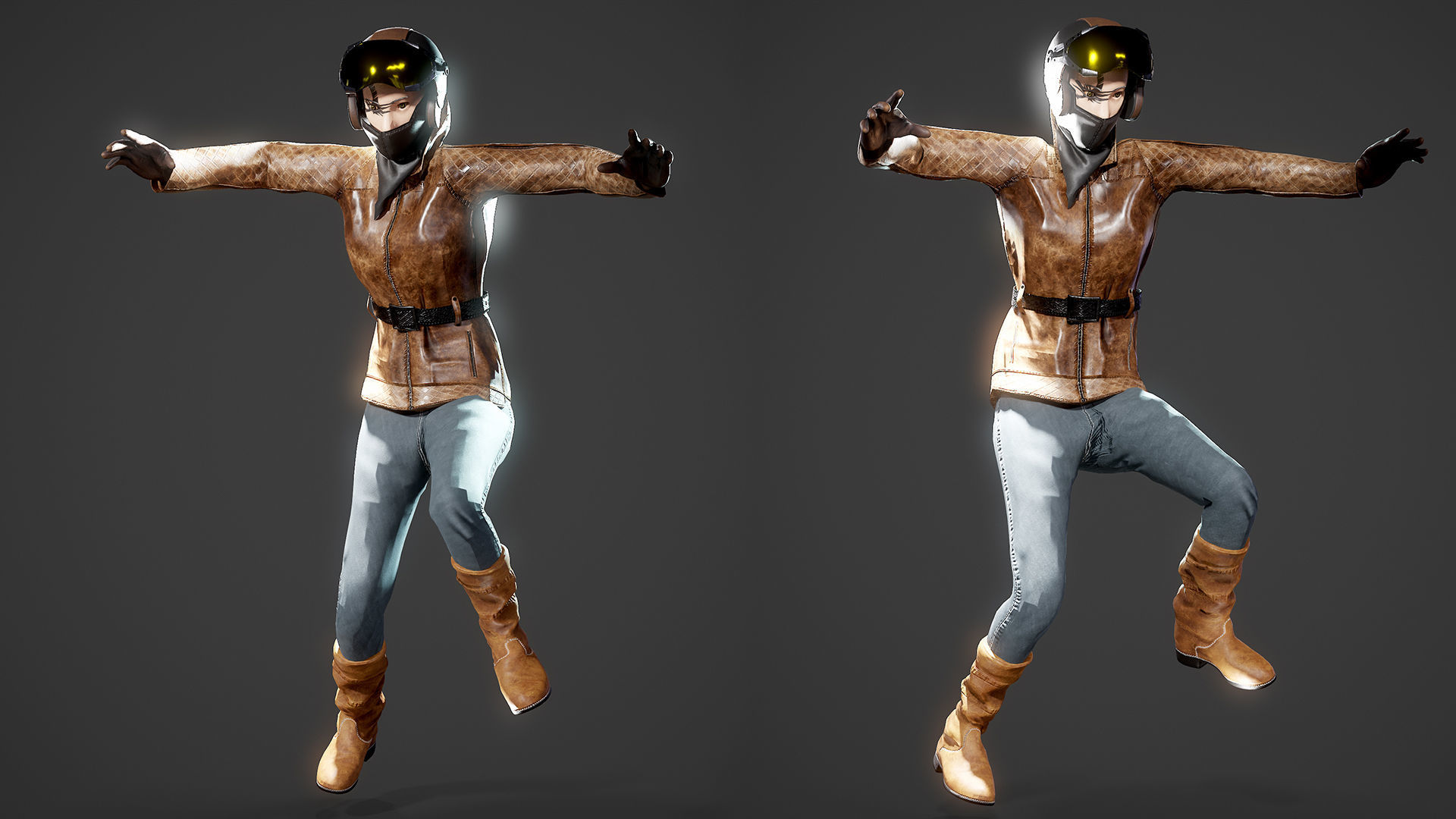 Woman biker Low-poly 3D model_24