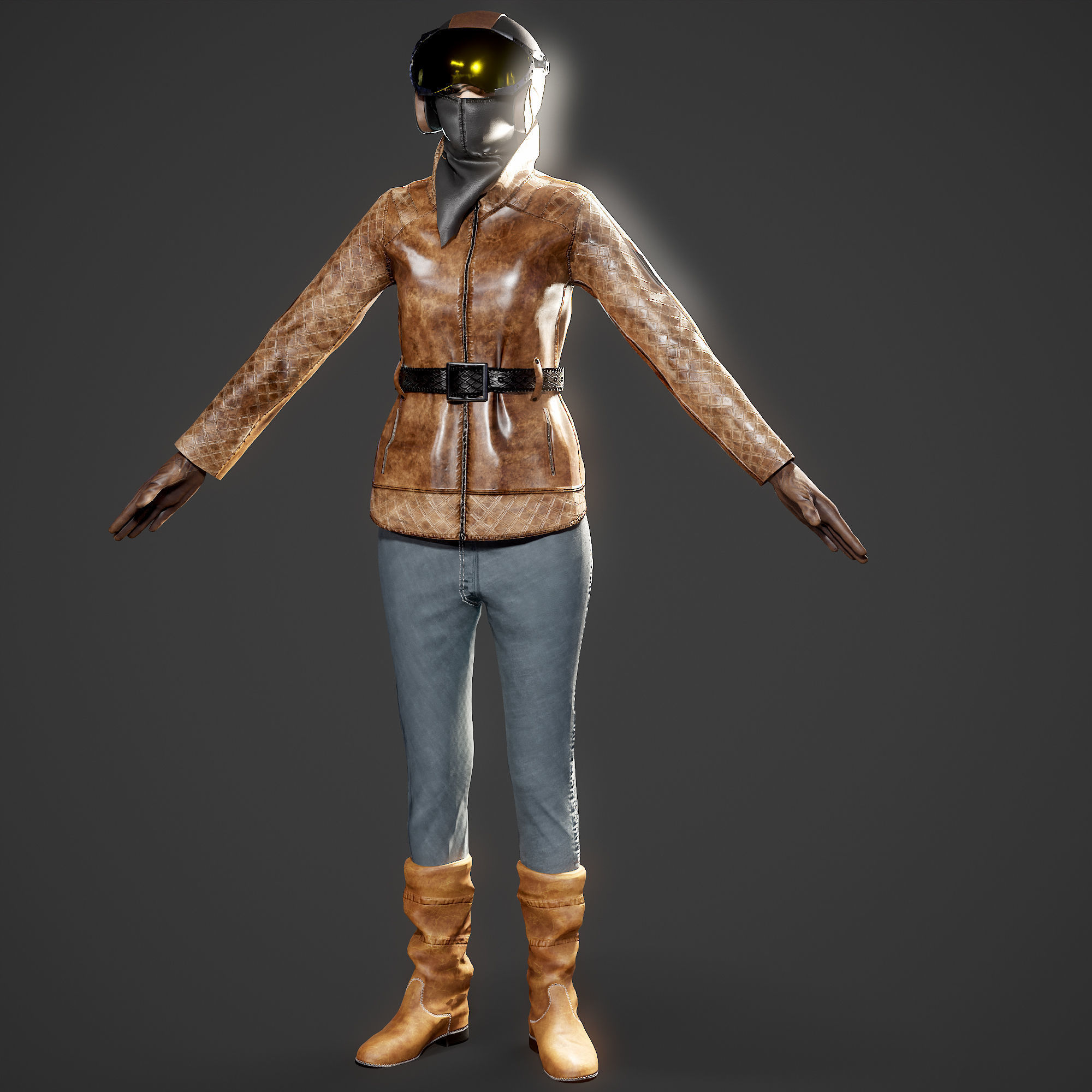 Woman biker Low-poly 3D model_8