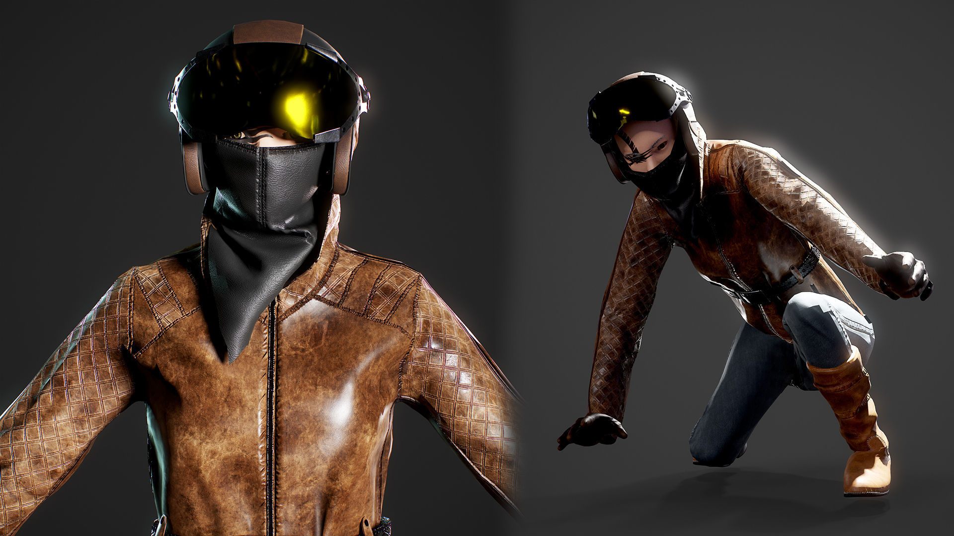 Woman biker Low-poly 3D model_17