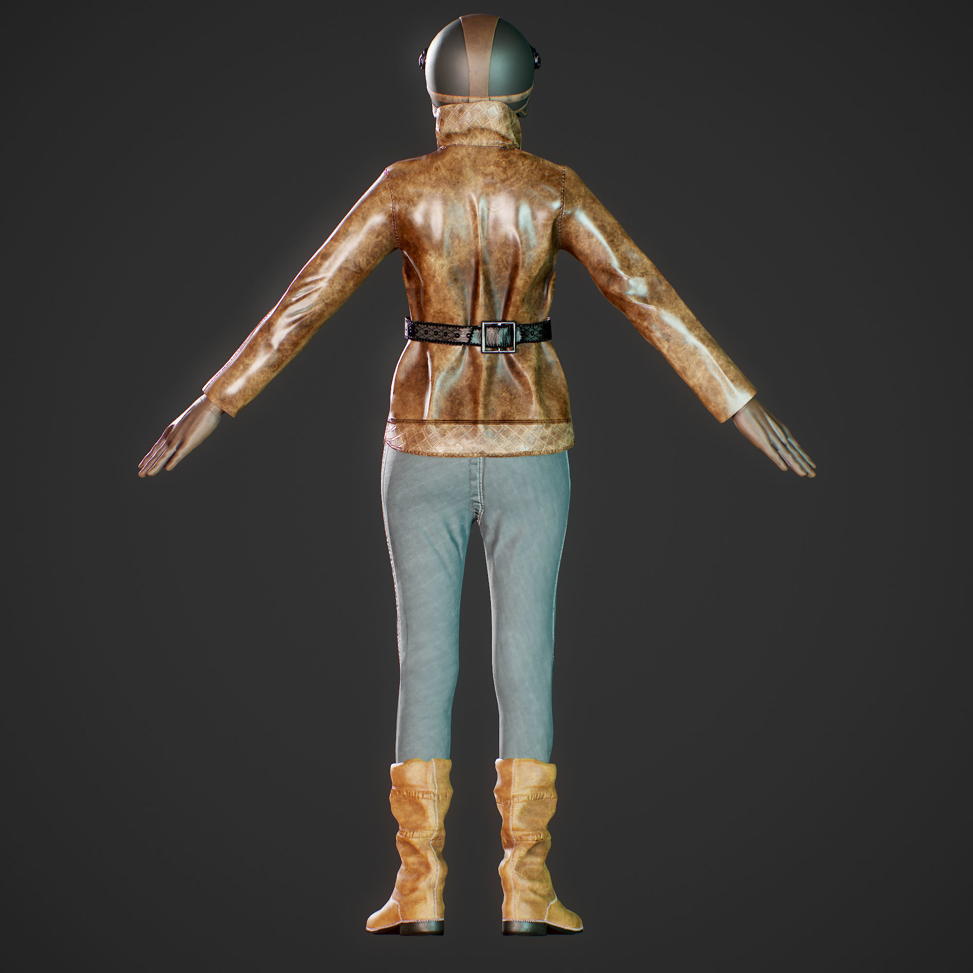 Woman biker Low-poly 3D model_16