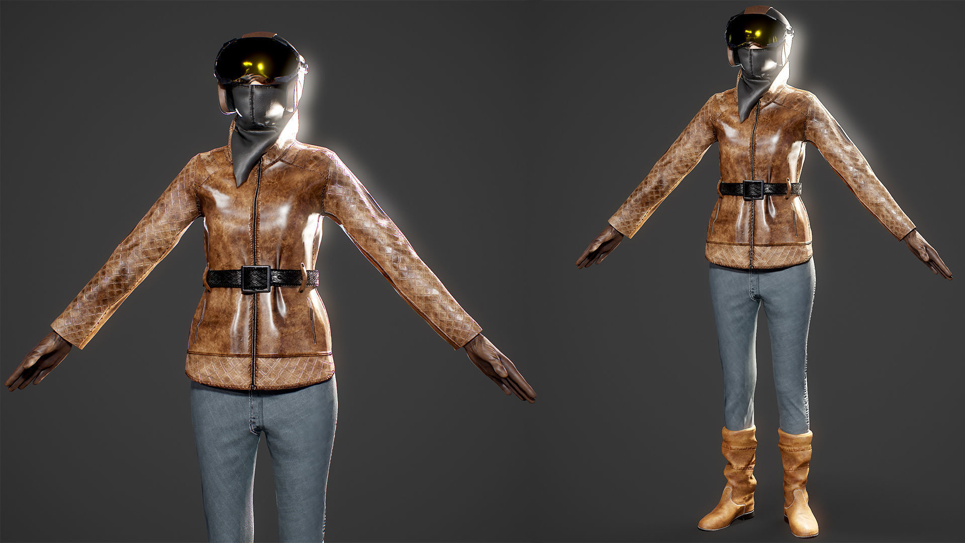 Woman biker Low-poly 3D model_18