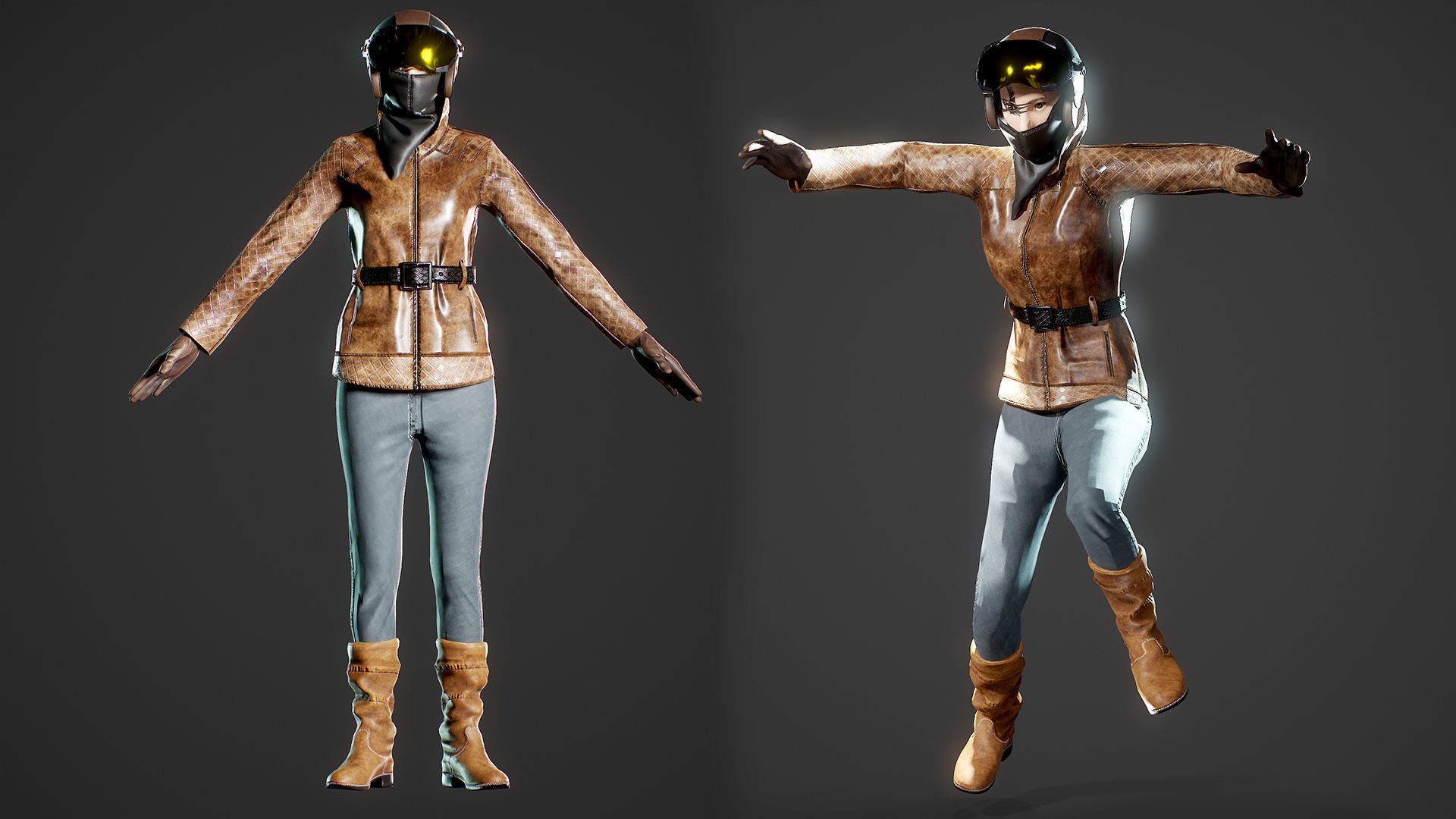 Woman biker Low-poly 3D model_20
