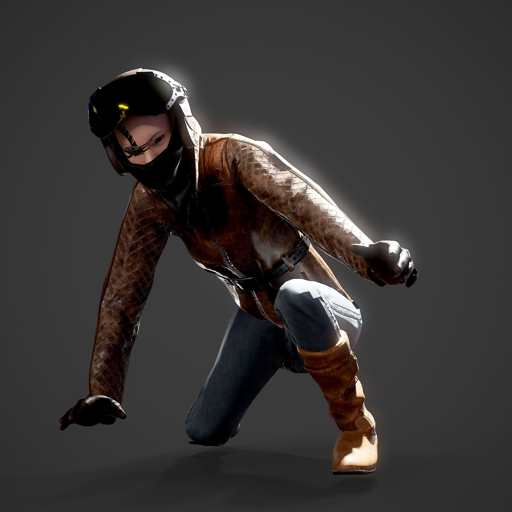 Woman biker Low-poly 3D model_11
