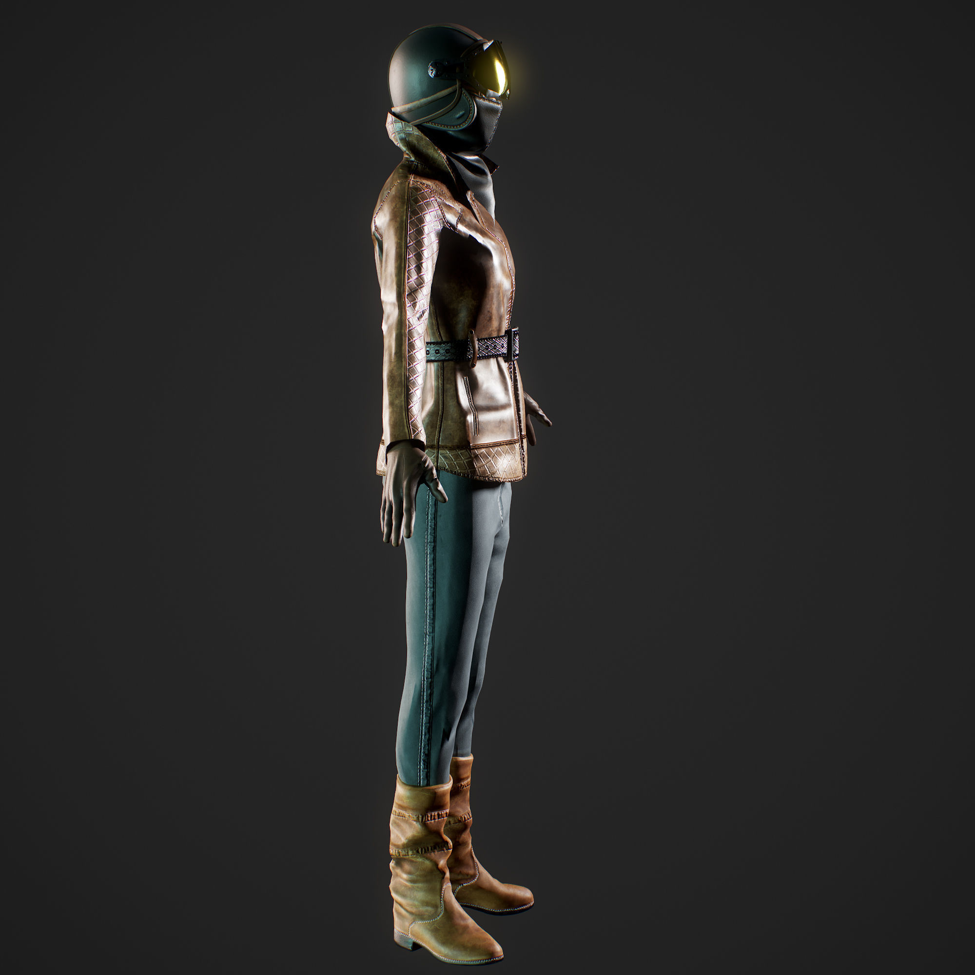 Woman biker Low-poly 3D model_13