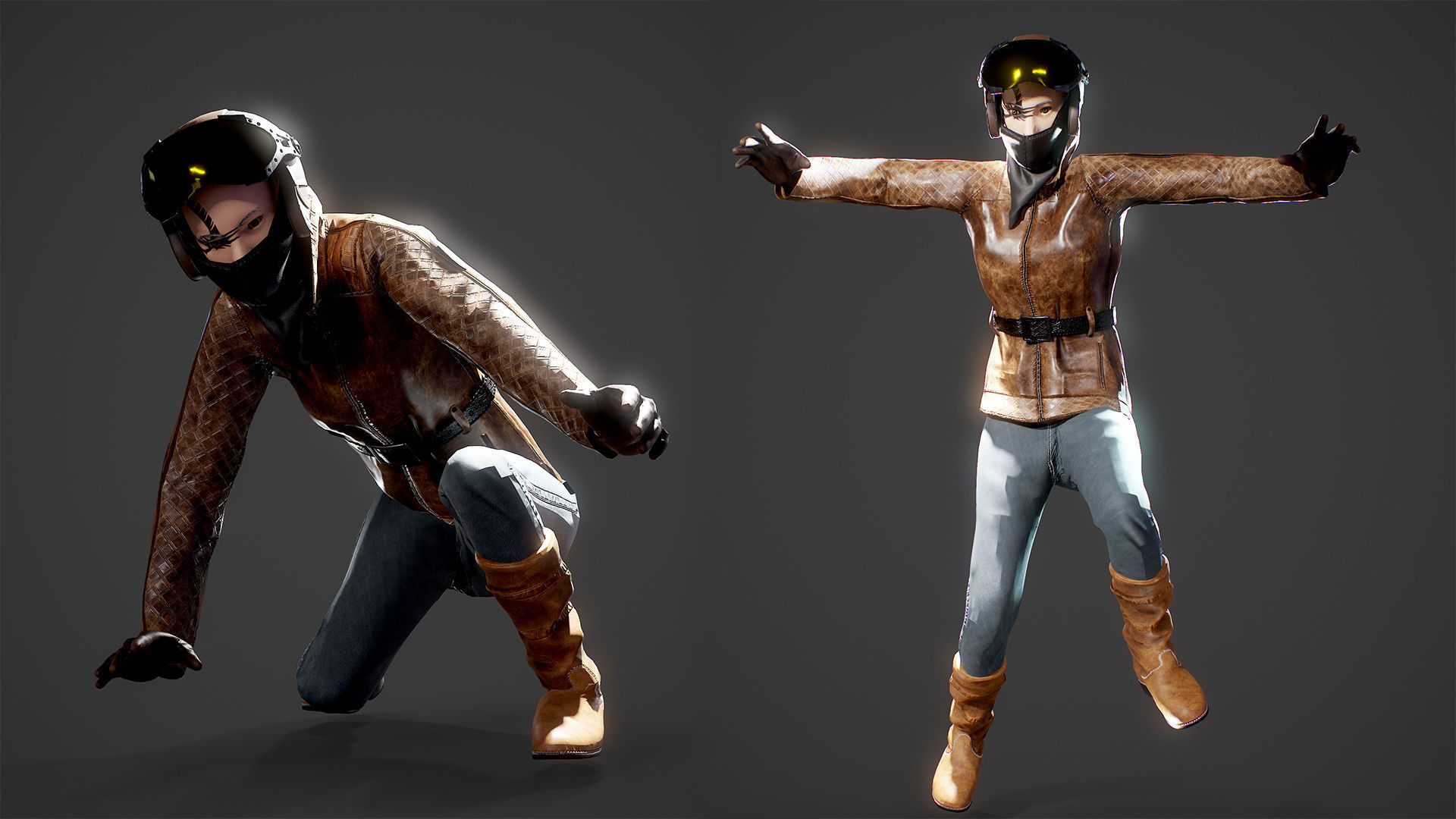 Woman biker Low-poly 3D model_12