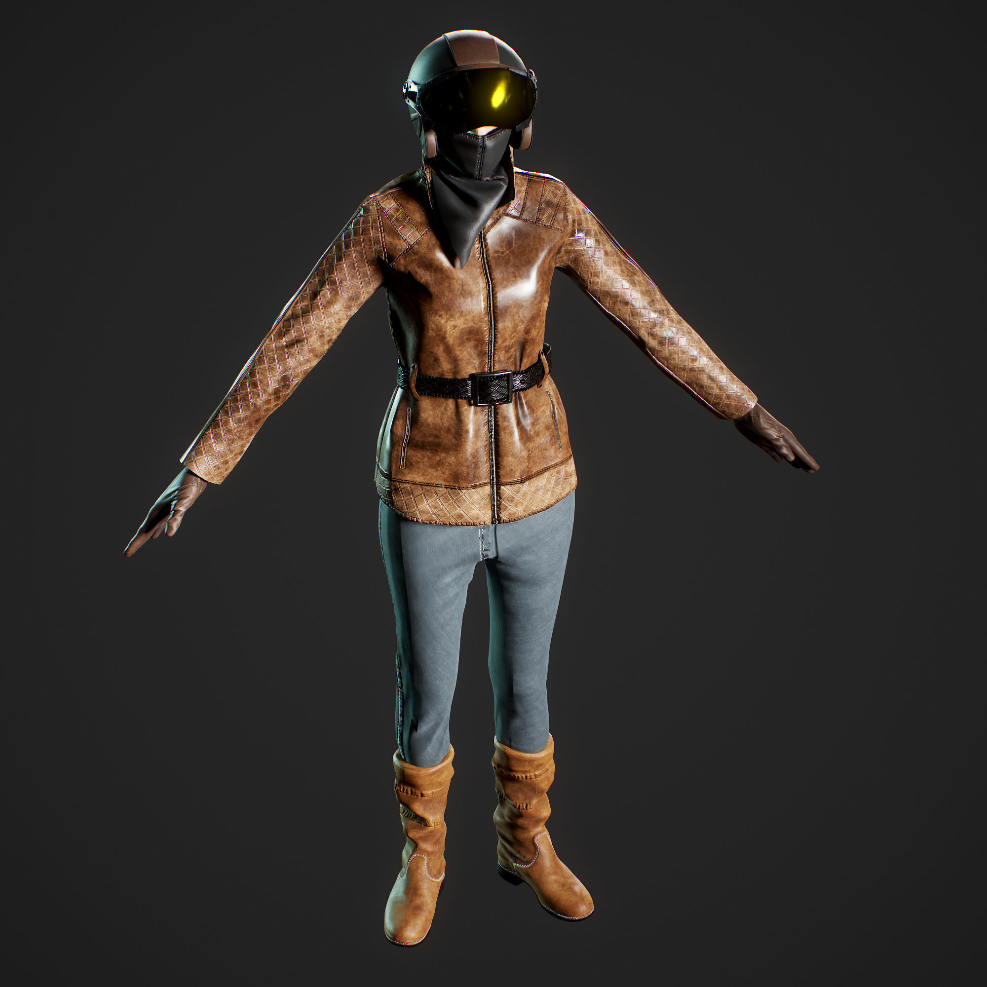 Woman biker Low-poly 3D model_19