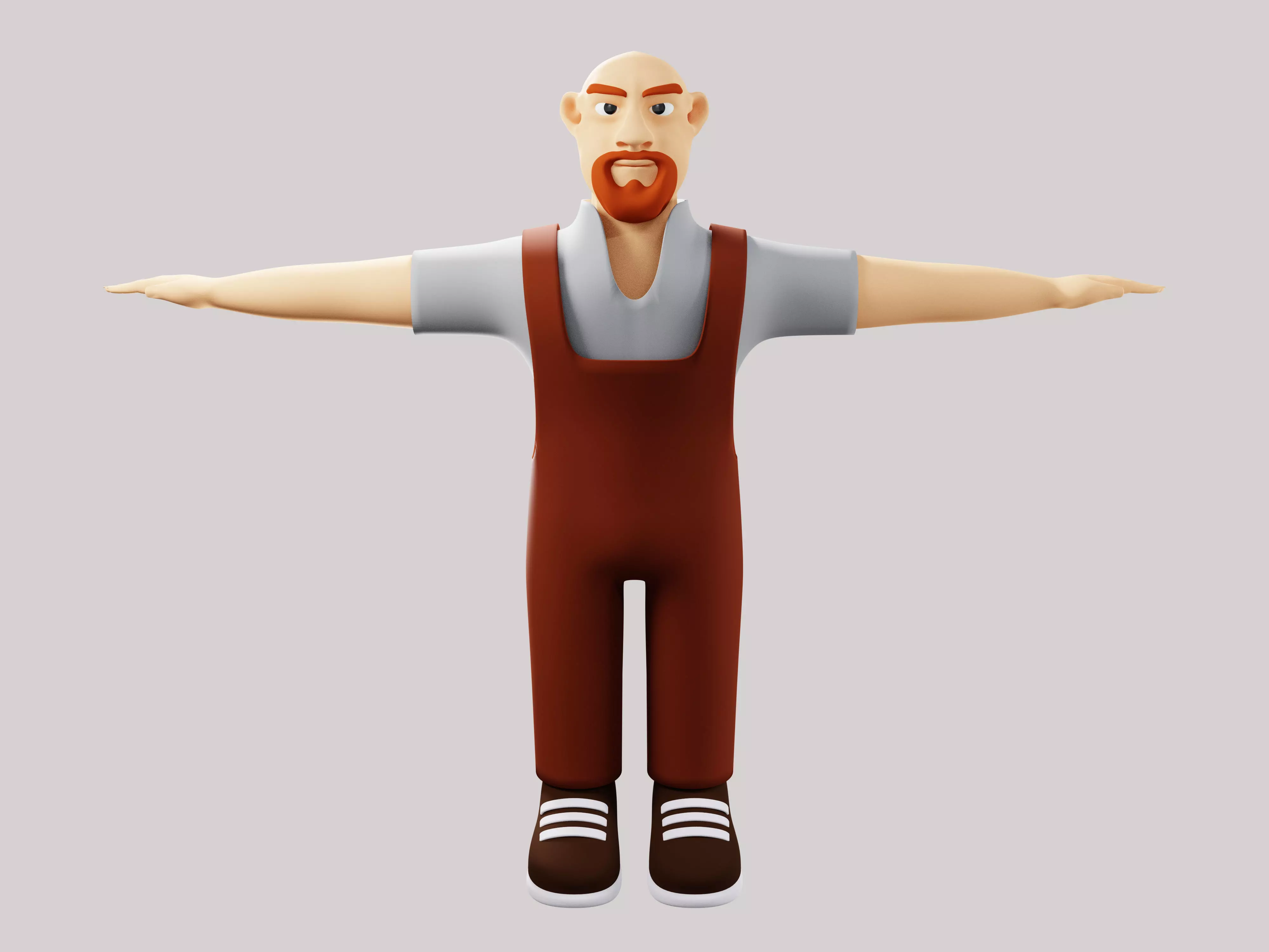 Worker old man or mechanic Low-poly character 3D model