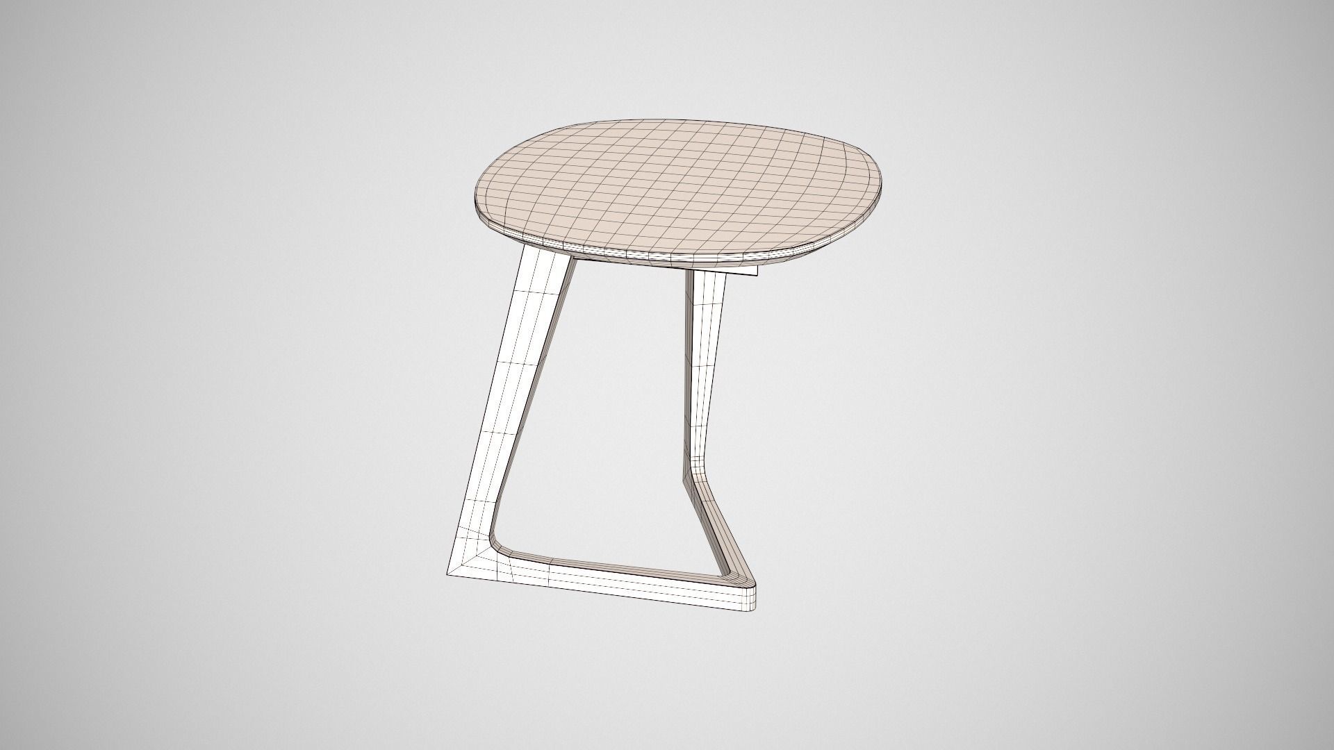 Mullaney C Table walnut finish Low-poly 3D model_7