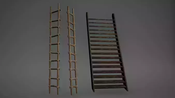 Viking Ladder Stair Low Poly Game Ready