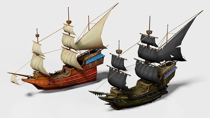 Pirate War Ships Low-poly 3D model