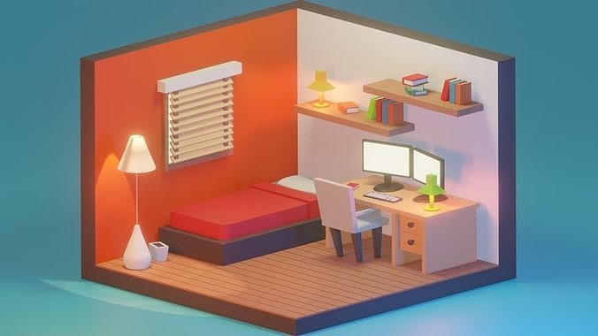 Isometric Room 1 Low-poly 3D model