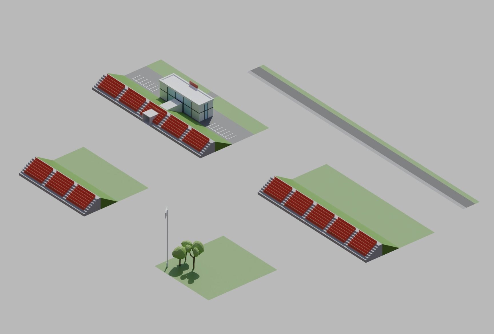 Stadium low poly upgradable modular kit Low-poly 3D model_3