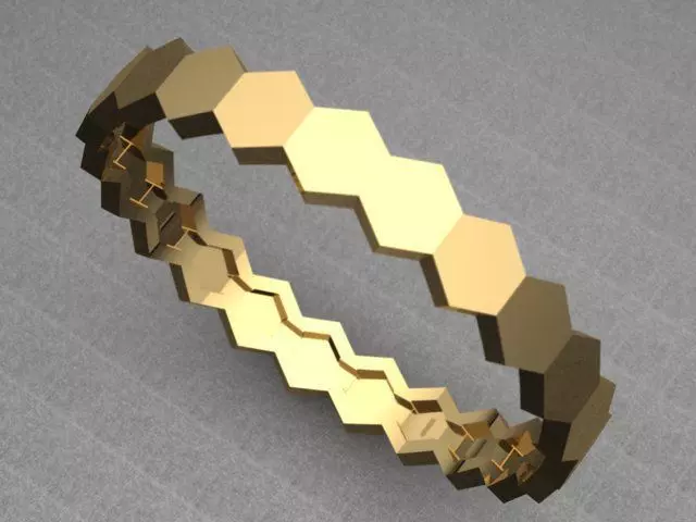 Luxury Hexagon Honeycomb Golden Band Ring 3D print model