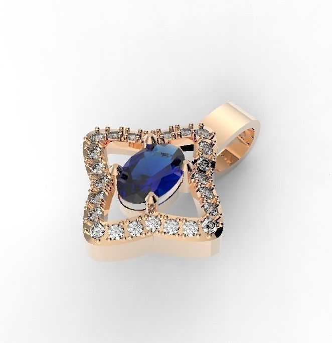 small pendant with gems 3D print model_1