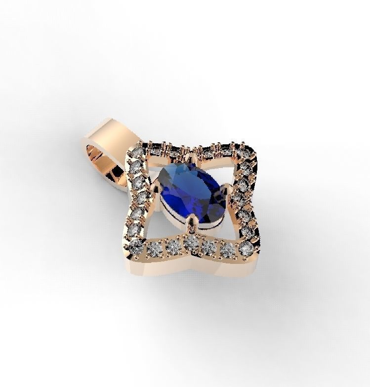 small pendant with gems 3D print model_3