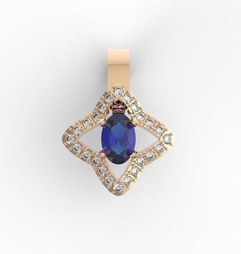 small pendant with gems 3D print model